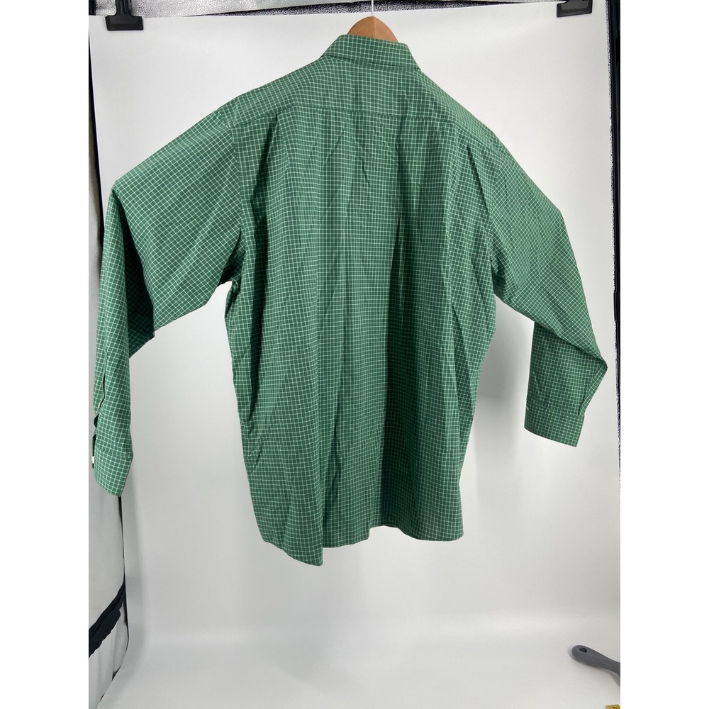 L.L. Bean Wrinkle Free‎ Traditional Fit Green /White Check Shirt Men's XL - Picture 3 of 5